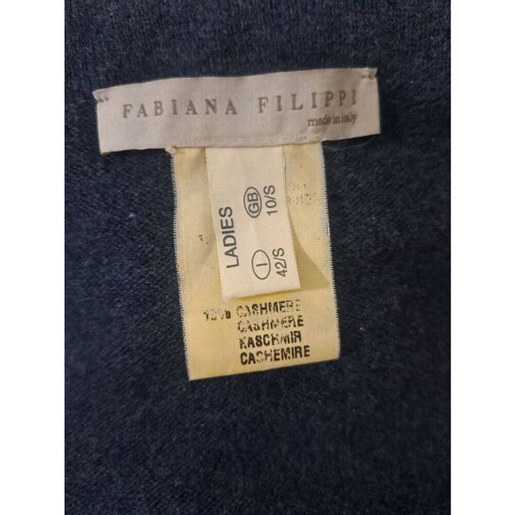 Fabiana filippi women small ITALIAN SILK CASHMERE cowl neck sweater dress blue - Picture 6 of 6